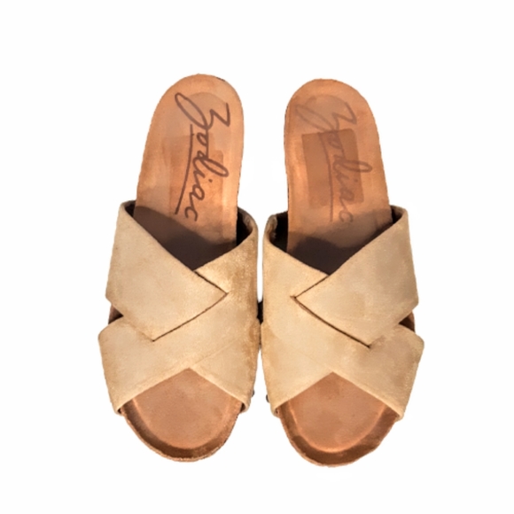 Zodiac Mila Cork Wedge Summer Slide Sandal in Sand Beige Flip Flop Thong boho - Picture 2 of 10